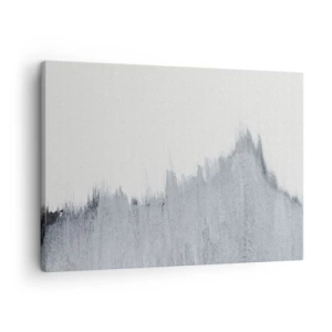 Schilderen op canvas - Abstracte grijze compositie in minimalistische stijl - 70x50cm - Mysterieuze tekst - Moderne wanddecoratie voor woonkamer en slaapkamer ARTTOR