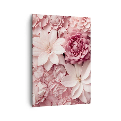 Schilderen op canvas - In roze bloemblaadjes - 50x70 cm