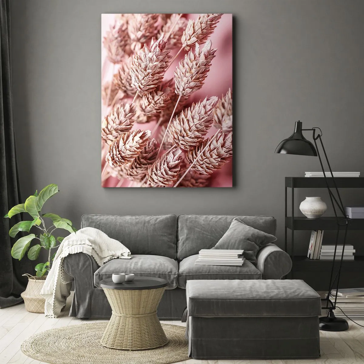 Schilderen op canvas - Een bloemencascade in roze - 55x100 cm