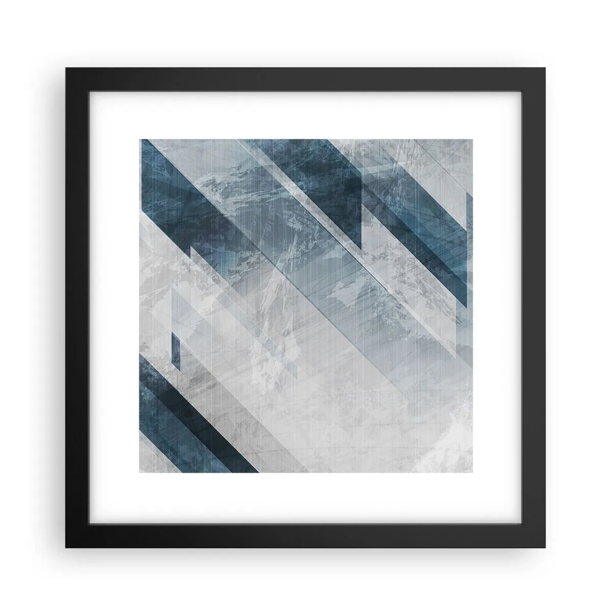 Poster in een zwarte lijst - Ruimtelijke compositie - grijze beweging - 30x30 cm