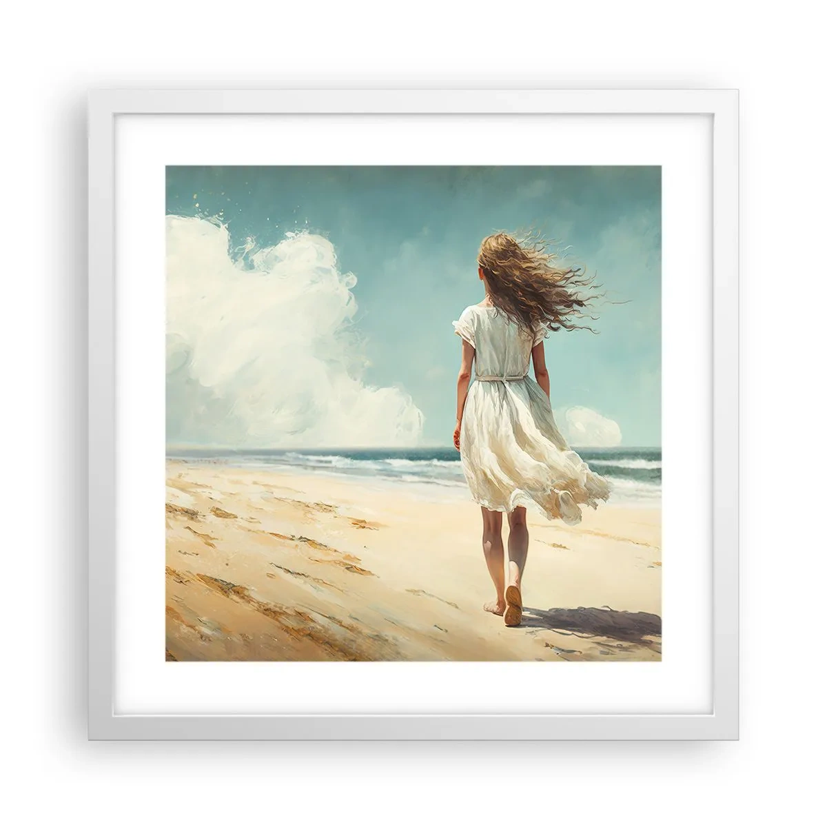 Poster in een witte lijst - Om de zon en de wind te ontmoeten - 40x40 cm