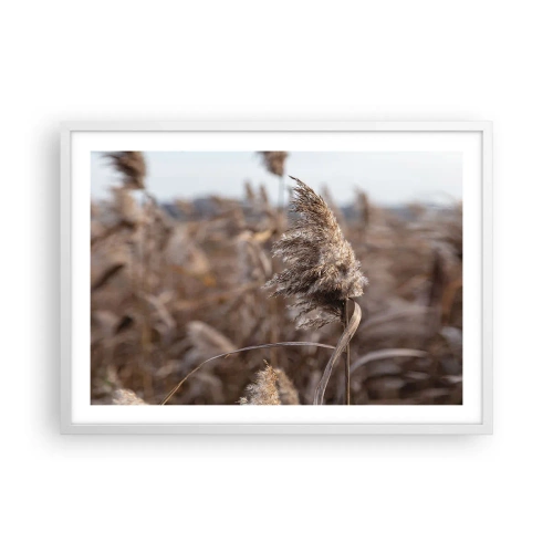 Poster in een witte lijst - Tijd om met de wind mee te gaan - 70x50 cm