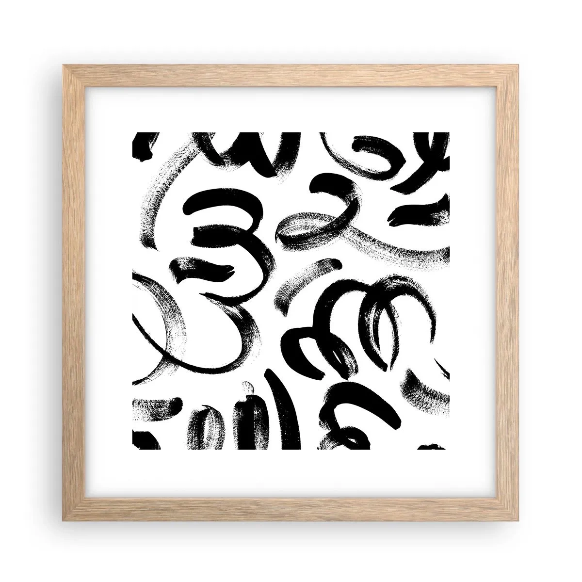 Een poster in een licht eiken lijst - Zwart op wit - 30x30 cm