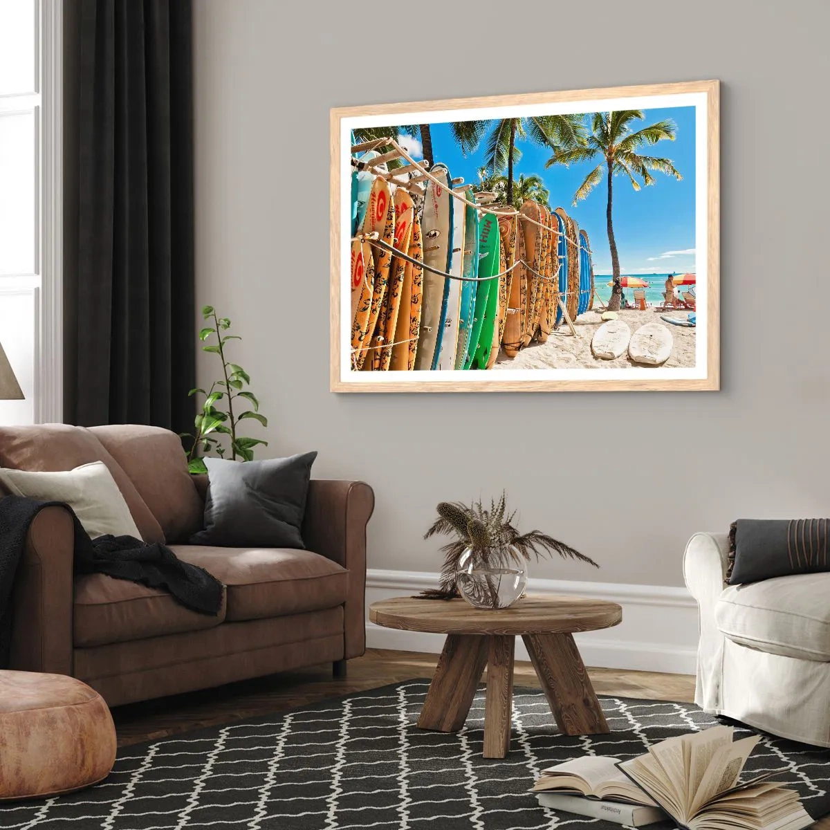 Een poster in een licht eiken lijst - Zonnig plezier - 70x50 cm