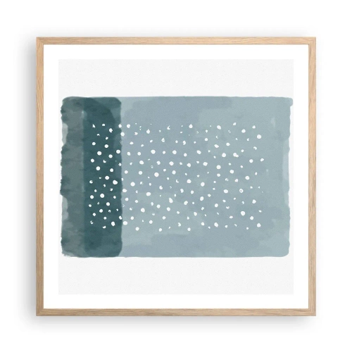 Een poster in een licht eiken lijst - Gegroeid op blauw - 60x60 cm