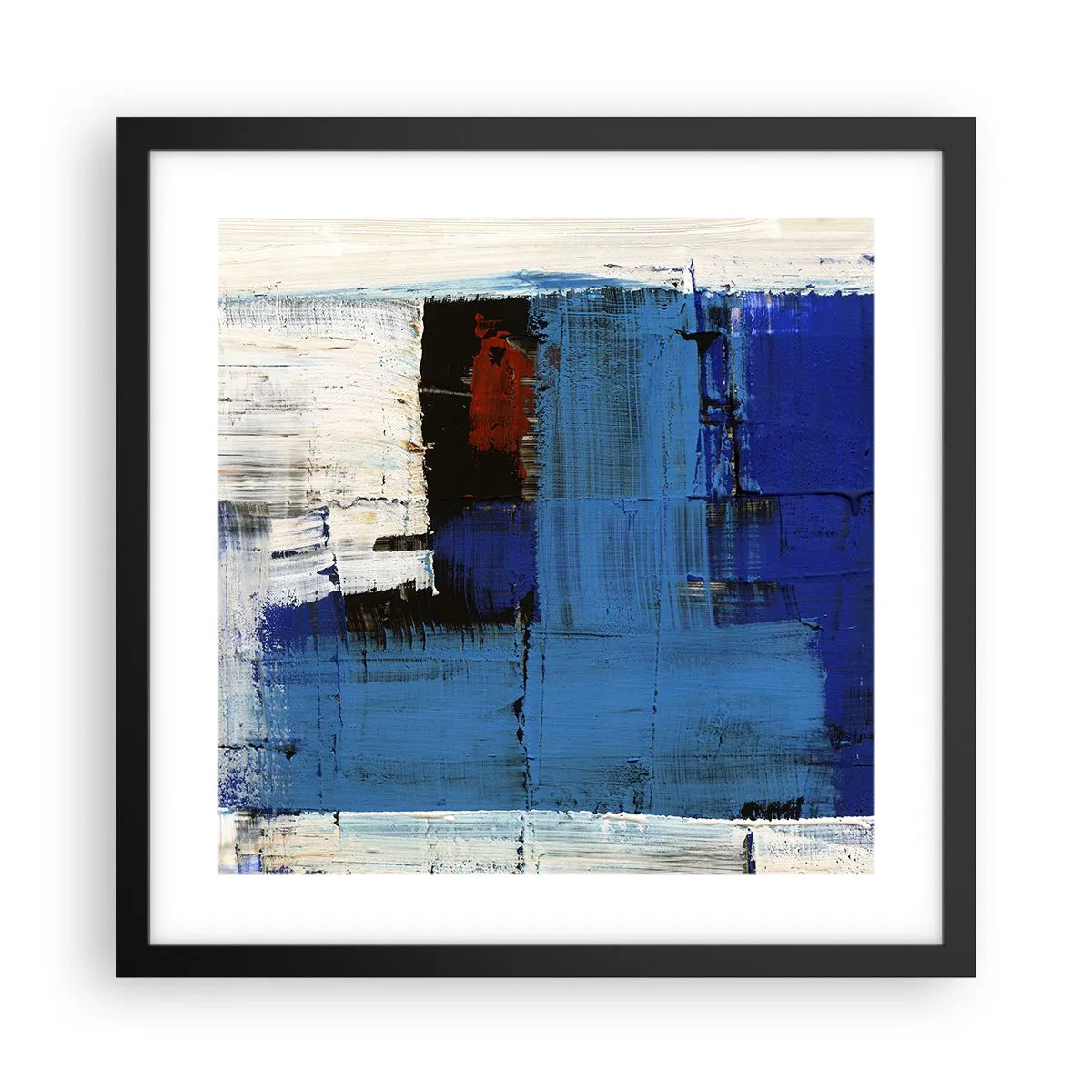 Poster in een zwarte lijst - Het geheim van blauw - 40x40 cm