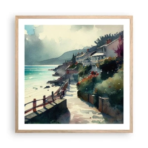 Een poster in een licht eiken lijst - Mediterrane stad - 60x60 cm