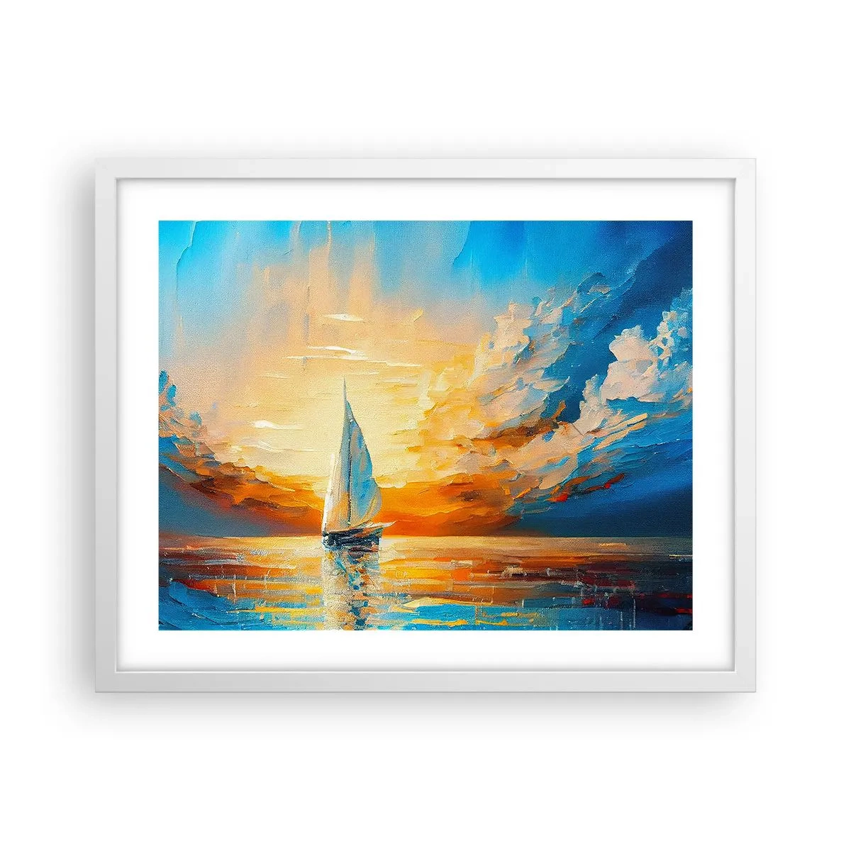 Poster in een witte lijst - Zeilen in goud - 50x40 cm