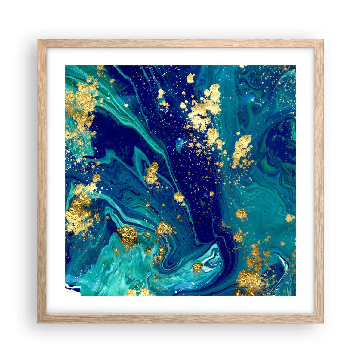 Een poster in een licht eiken lijst - De bloemblaadjes van de zon - 50x50 cm