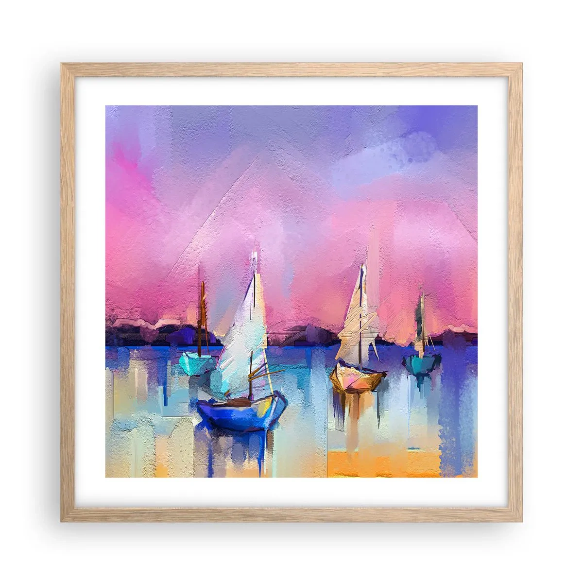 Een poster in een licht eiken lijst - Richting: breed water - 50x50 cm