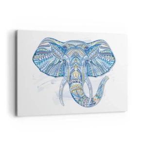 Schilderen op canvas - Ingelegd met goud en blauw - 120x80 cm