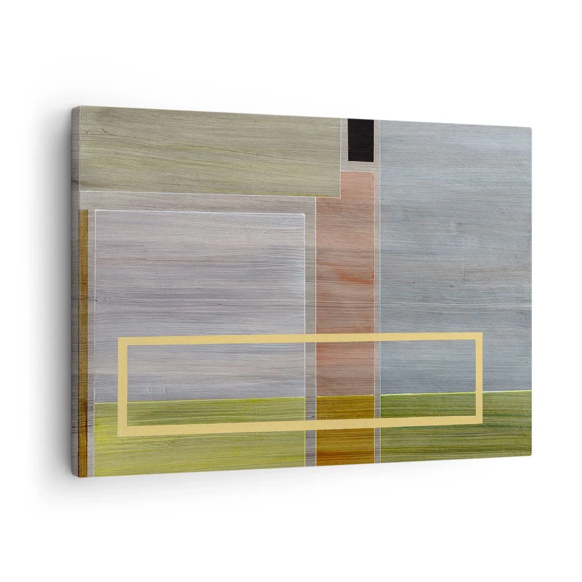 Schilderen op canvas - Geometrische compositie in pastelkleuren met rechthoeken - 70x50cm - Eenvoudig en rustig - Moderne wanddecoratie voor woonkamer en slaapkamer ARTTOR
