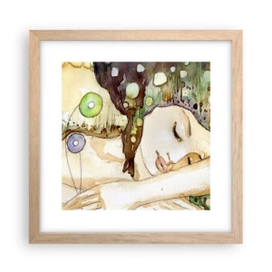 Een poster in een licht eiken lijst - Een smaragd-violette droom - 30x30 cm