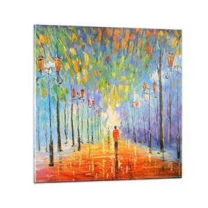 Schilderen op glas - Nachtlied van regen - 70x70 cm