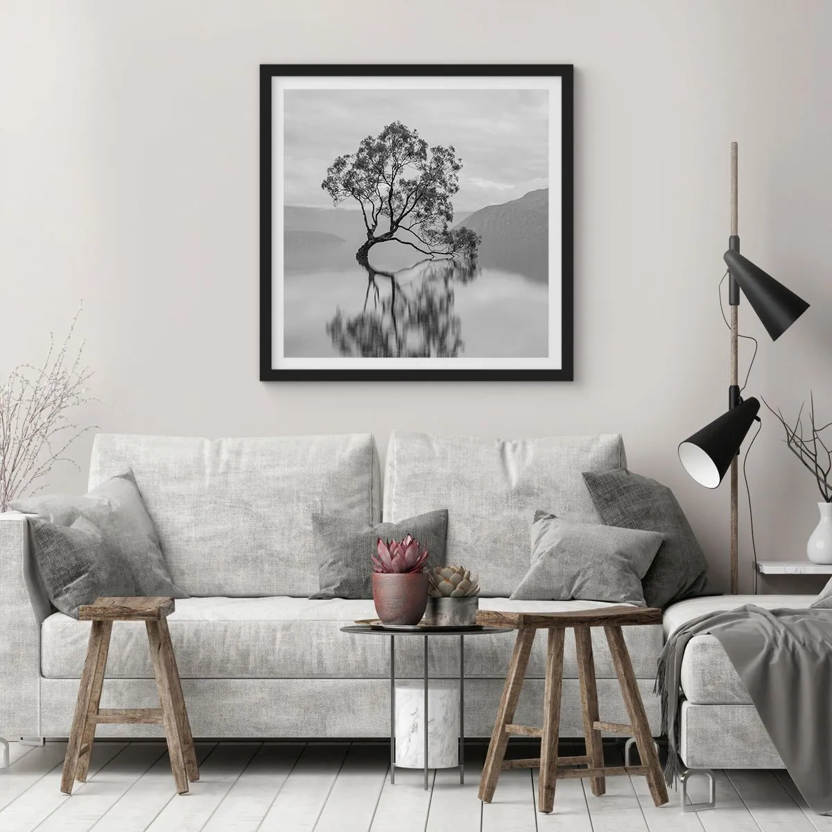 Poster in een zwarte lijst - Er is zo'n land - 50x50 cm