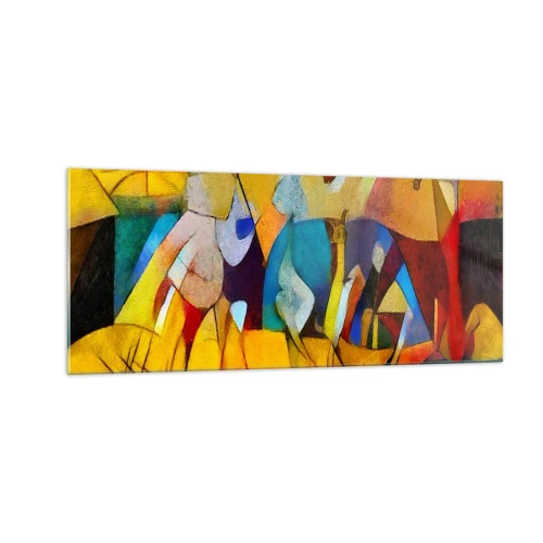 Schilderen op glas - Zon - leven - vreugde - 100x40 cm