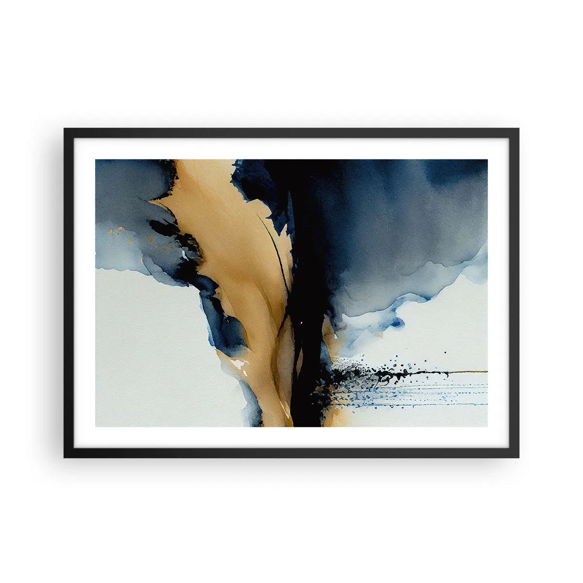 Poster in een zwarte lijst - Achter het gordijn - 70x50 cm