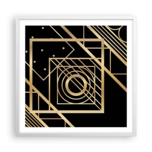 Poster in een witte lijst - Gouden geometrie - 60x60 cm