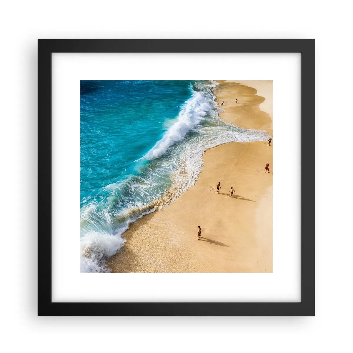 Poster in een zwarte lijst - En dan de zon, het strand… - 30x30 cm