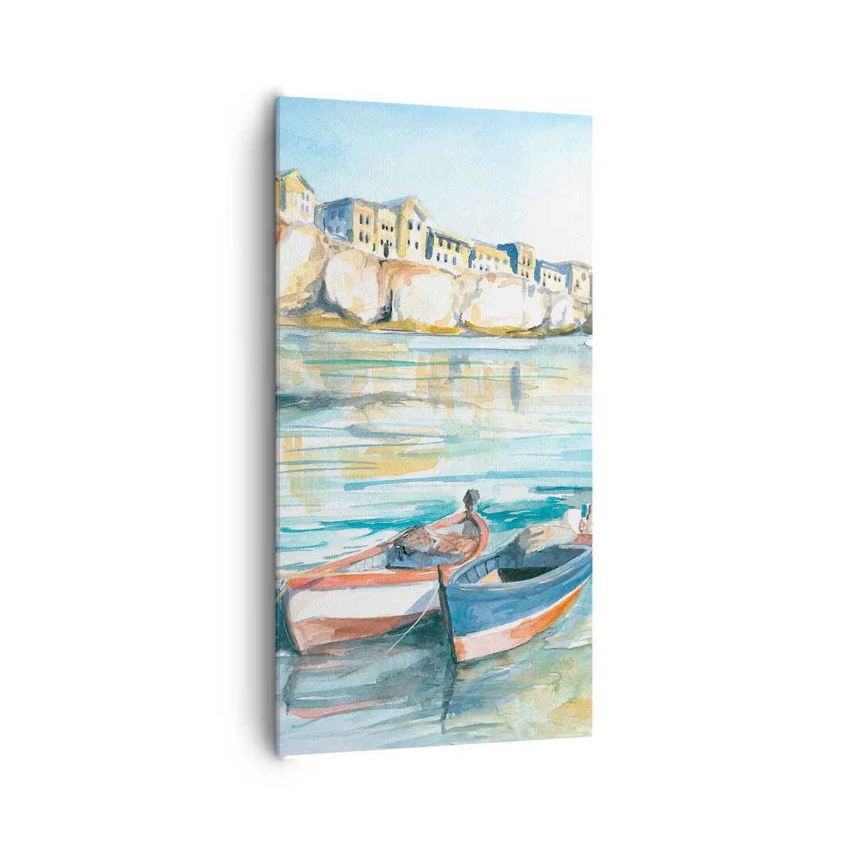 Schilderen op canvas - Azuurblauw landschap - 65x120 cm