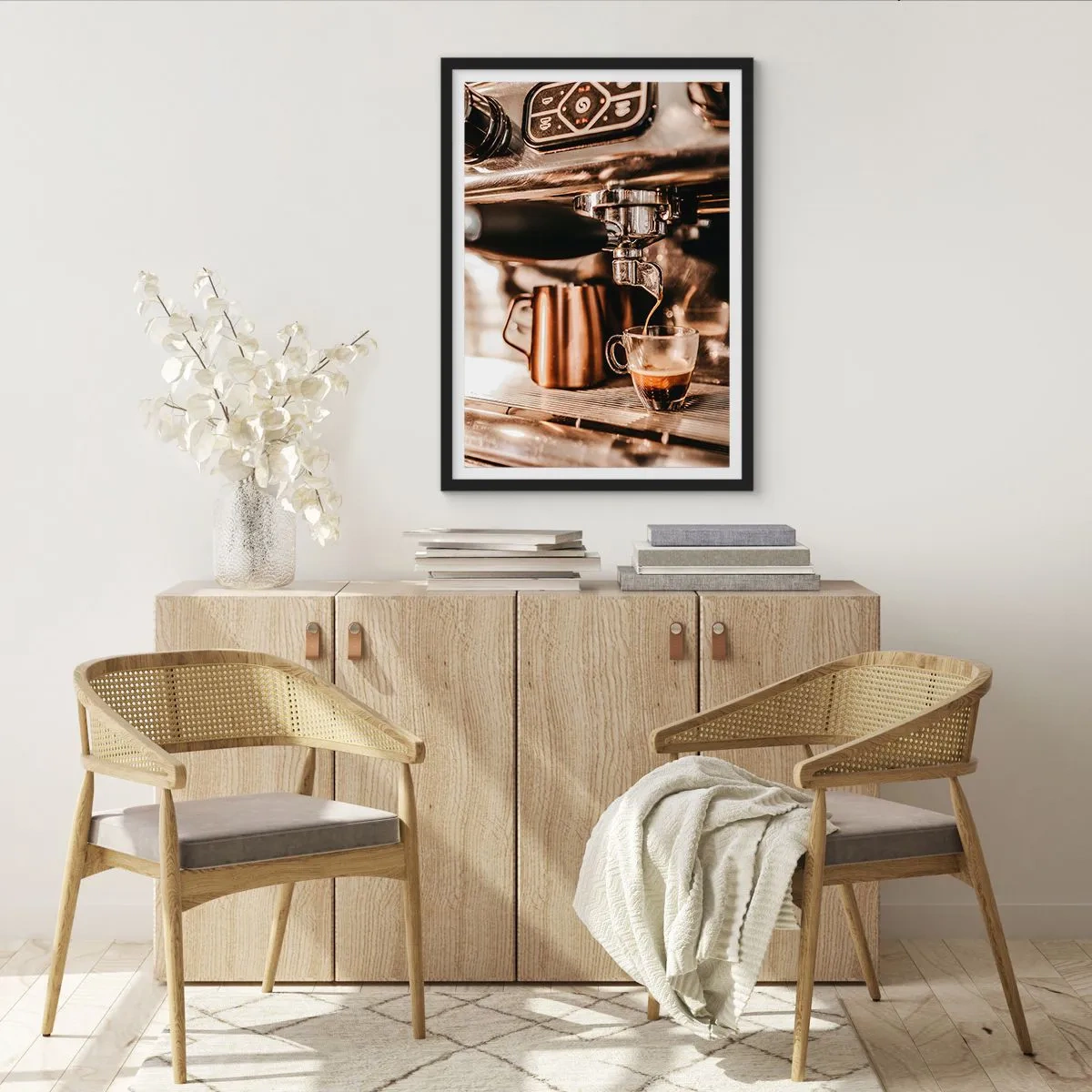 Poster in een zwarte lijst - Koffie gloed - 70x100 cm
