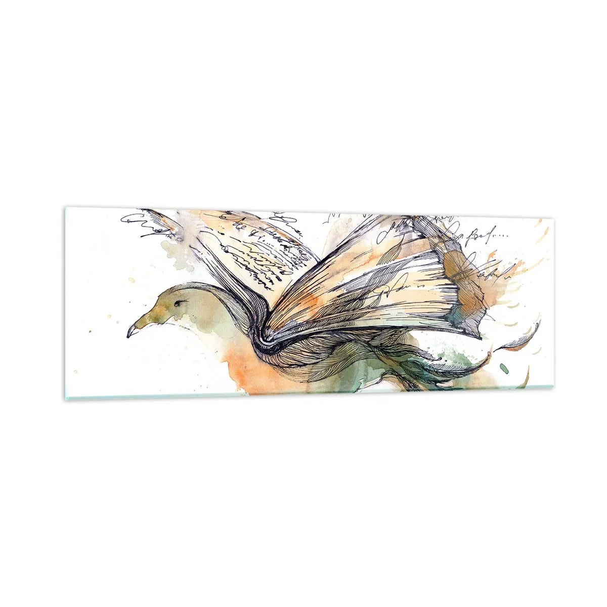 Schilderen op glas - Op de vleugels van poëzie - 90x30 cm
