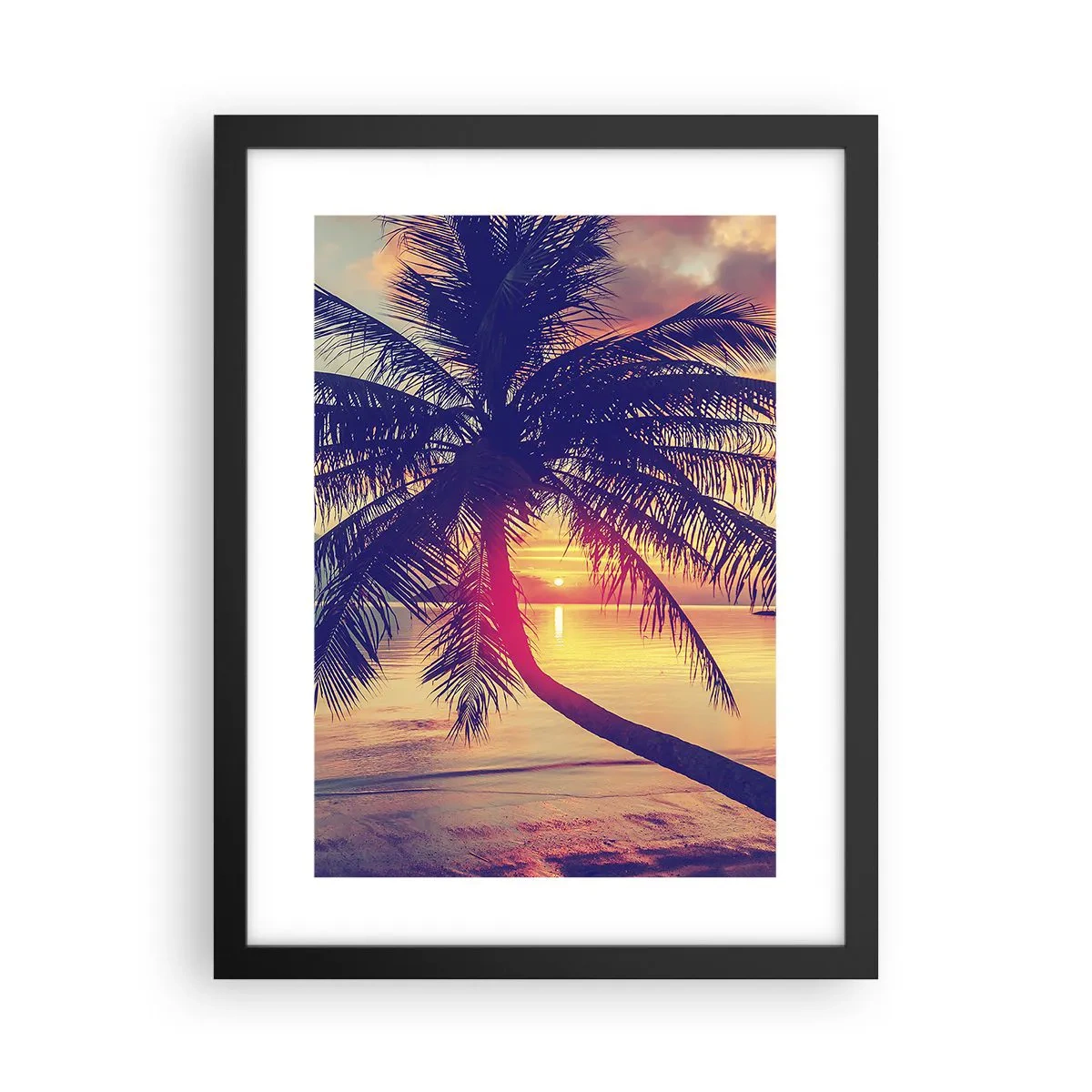 Poster in een zwarte lijst - Avond onder de palmbomen - 30x40 cm