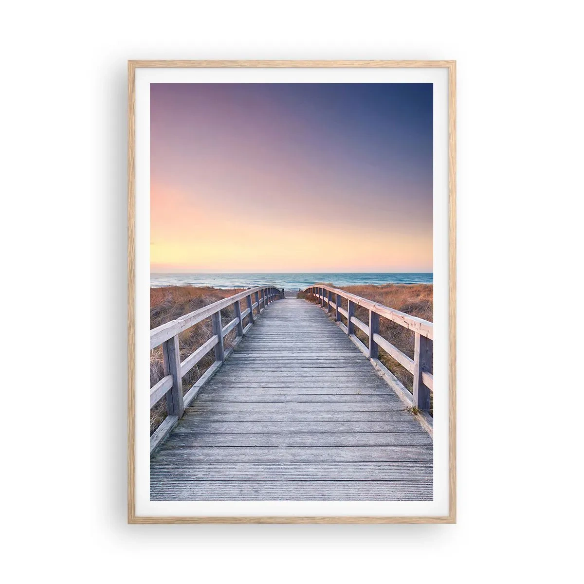 Een poster in een licht eiken lijst - Baltische avond aurora - 70x100 cm