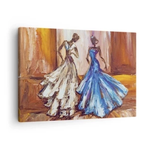 Schilderen op canvas - Personages in avondjurken in een artistieke stijl - 70x50cm - Een dankbaar duo - Moderne wanddecoratie voor woonkamer en slaapkamer ARTTOR