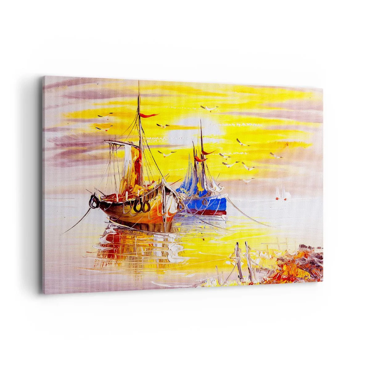 Schilderen op canvas - Een welverdiende rust in de haven - 100x70 cm