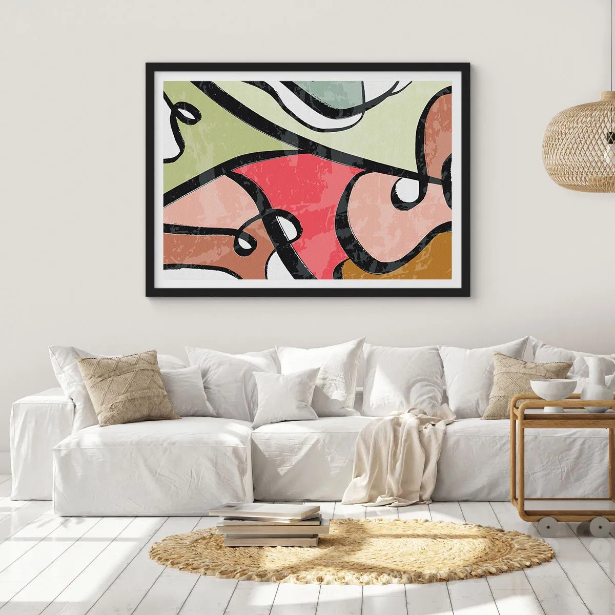 Poster in een zwarte lijst - Pirouettes tussen kleuren - 70x50 cm