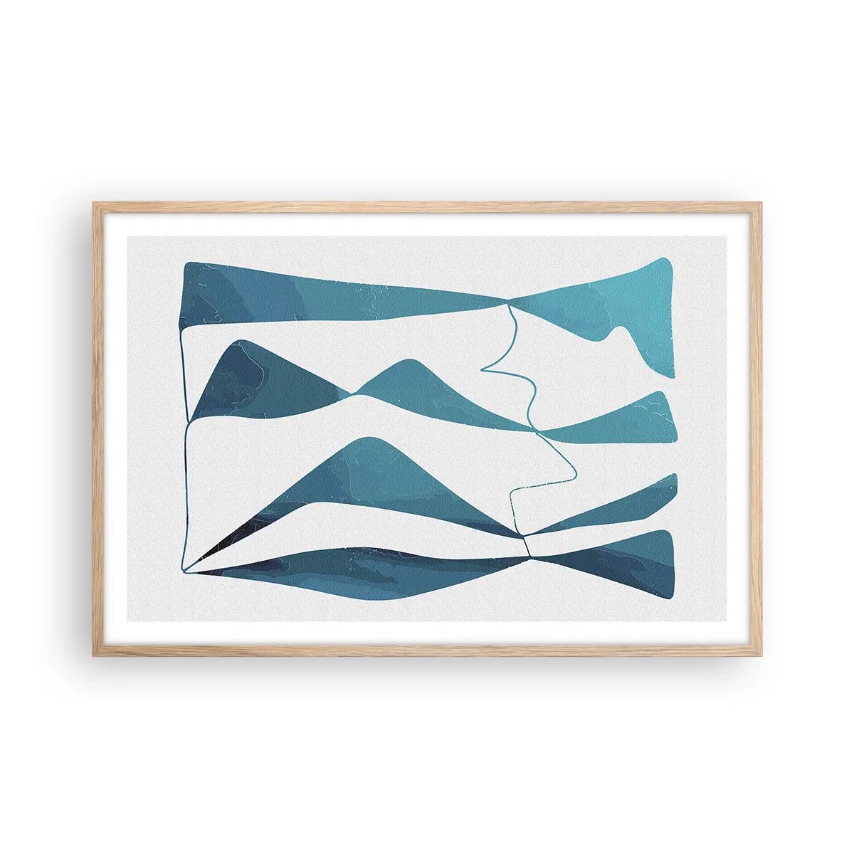 Een poster in een licht eiken lijst - Abstractie: turquoise verbinding - 91x61 cm