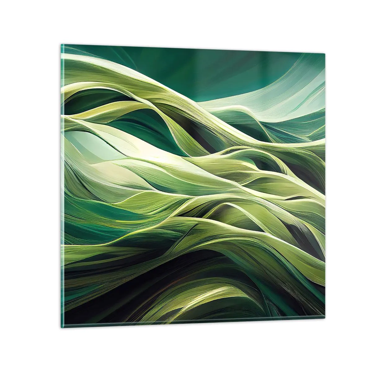 Schilderen op glas - Abstract groen spel - 30x30 cm