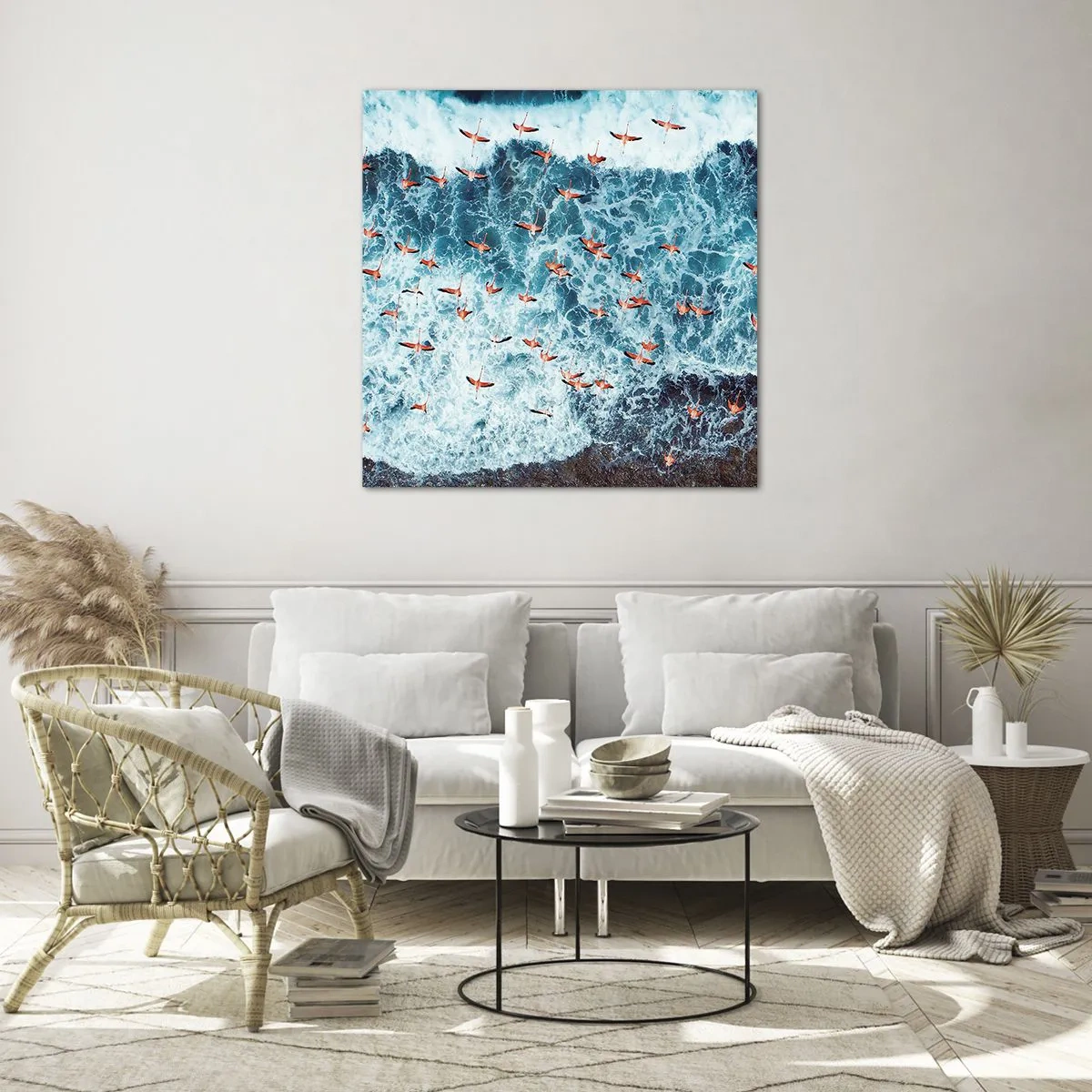 Schilderen op glas - De kustparade - 60x60 cm