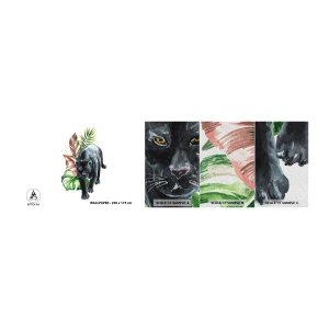 Fotobehang Monster Premium Sand - Wilde van het hart - Zwarte Panter, Dieren, Natuur - 100x30 cm