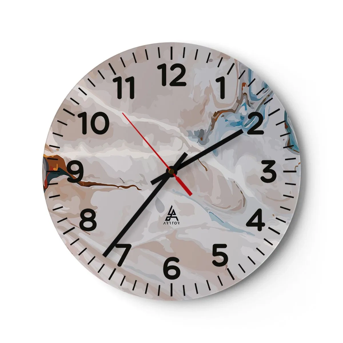 Wandklok - Klok - Blauw kronkelt onder het wit - 30x30 cm