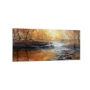 Schilderen op glas - De gouden stroom - 120x50 cm