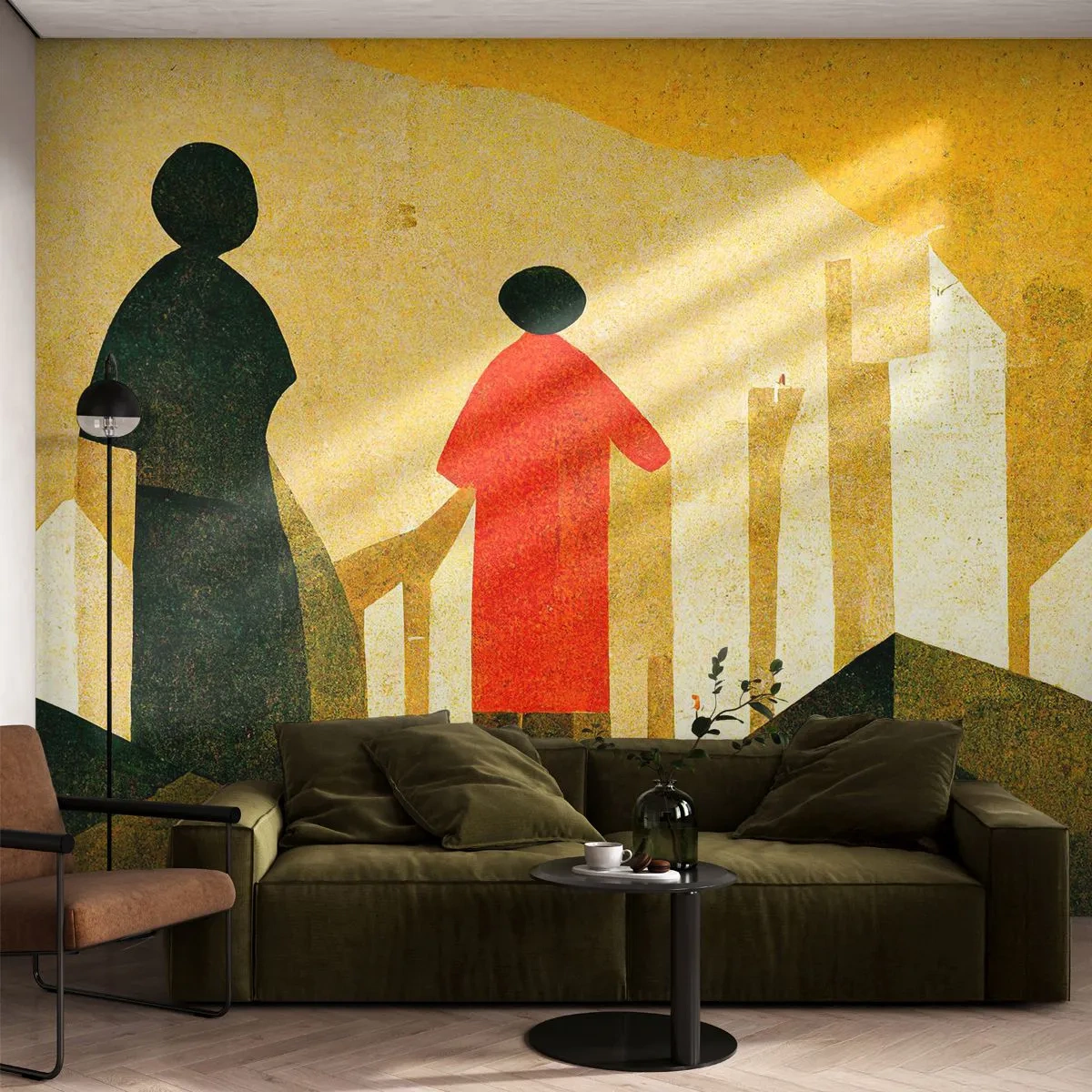Fotobehang Standard Eco - Er is nog een lange weg te gaan - Mensen, Symboliek, Deel - 150x105 cm