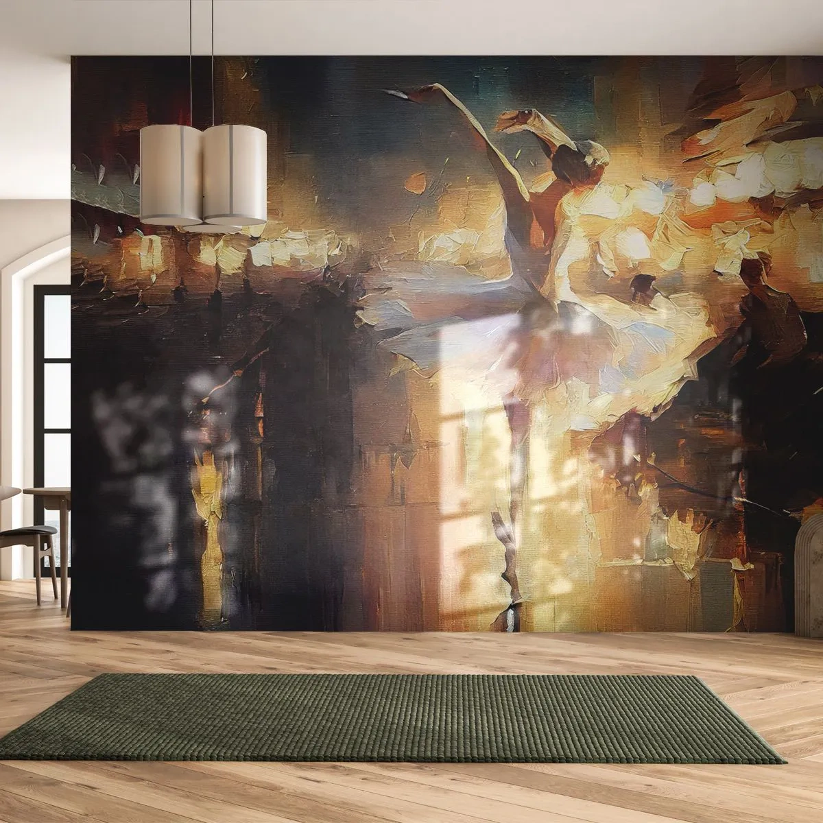 Fotobehang Premium Sand - Wonder op straat - Ballerina, Dans, Olieverf - 350x256 cm