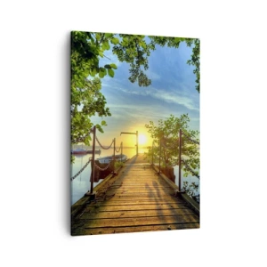 Schilderen op canvas - Zonsondergang boven het water - 50x70 cm