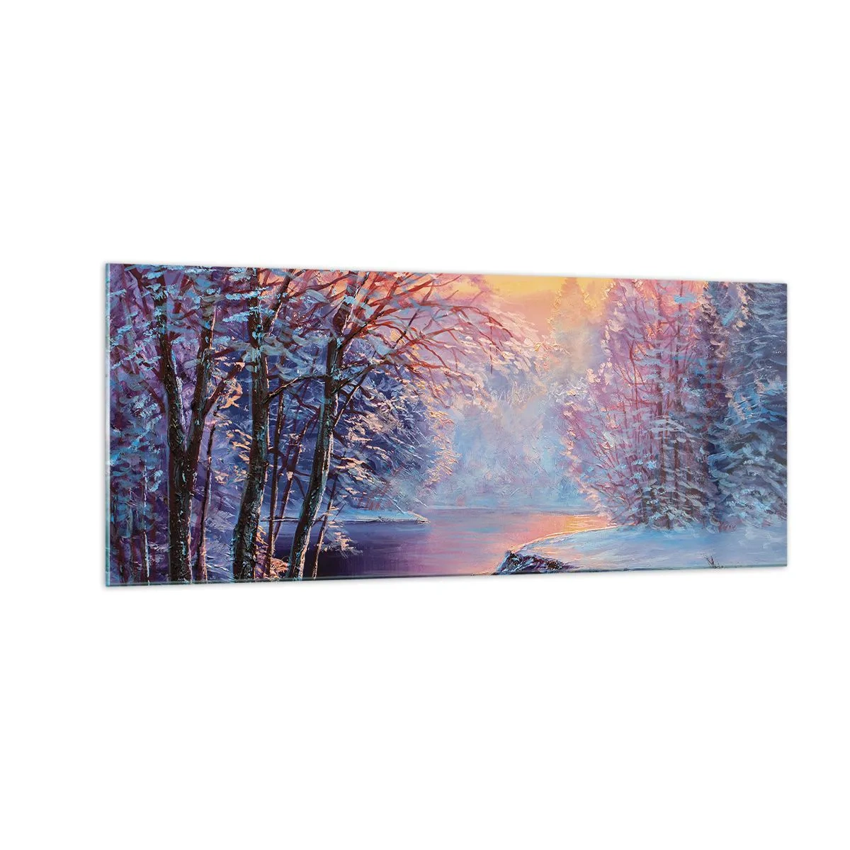 Schilderen op glas - De kleuren van de winter - 100x40 cm