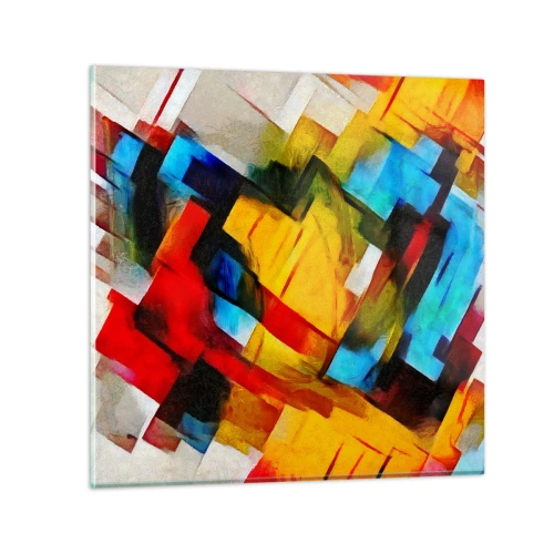 Schilderen op glas - Een veelkleurig lagen koekje - 50x50 cm