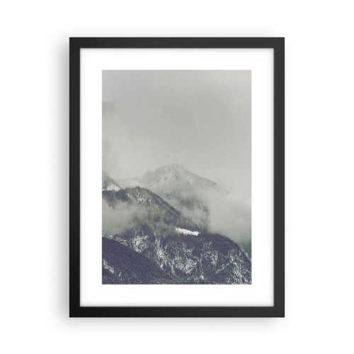 Poster in een zwarte lijst - Mistige vallei - 30x40 cm