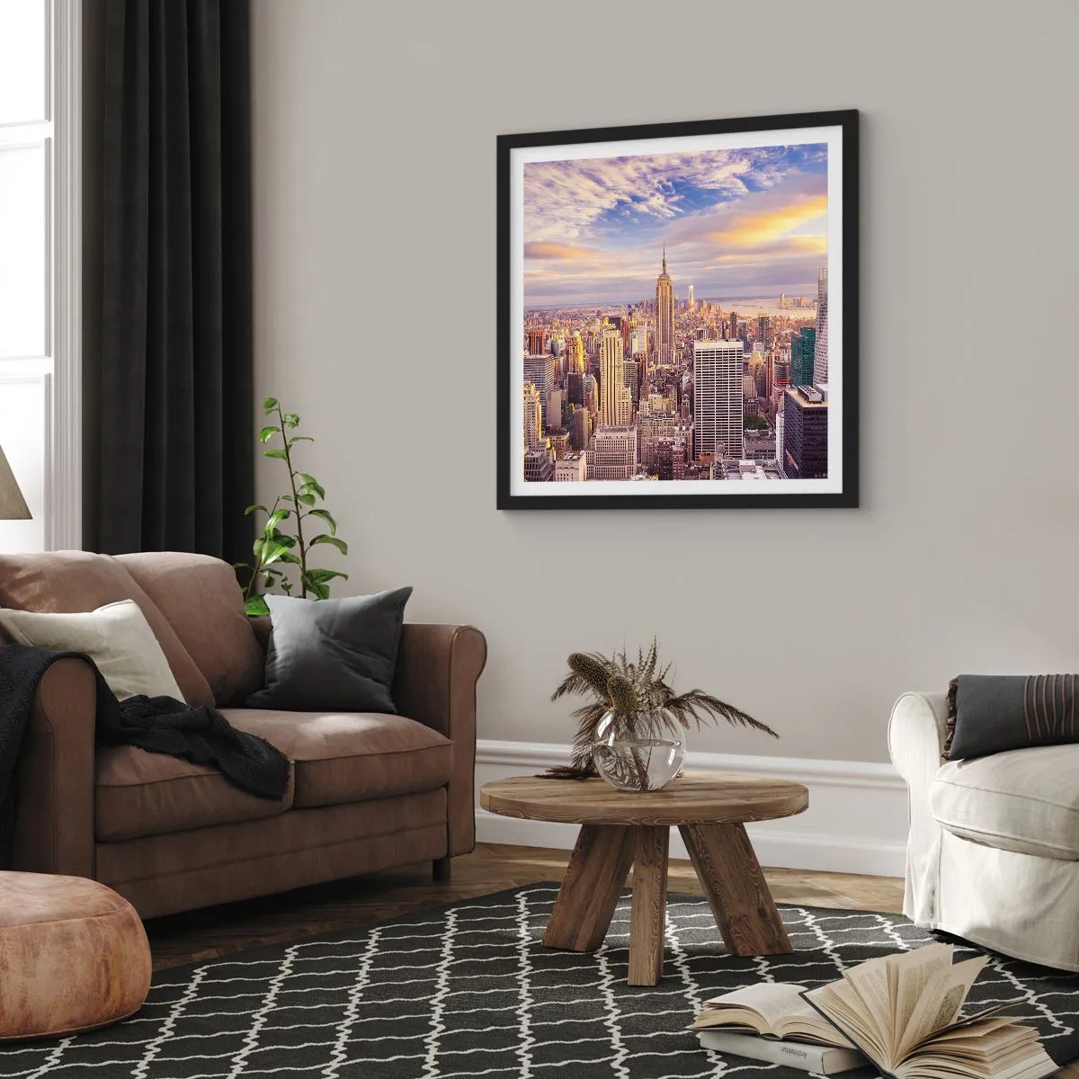 Poster in een zwarte lijst - Reik alleen naar de wolken - 30x30 cm