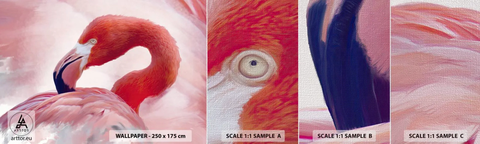 Fotobehang Monster Premium Canvas - Vogel schoonheid - Flamingo, Vogel, Natuur - 100x30 cm