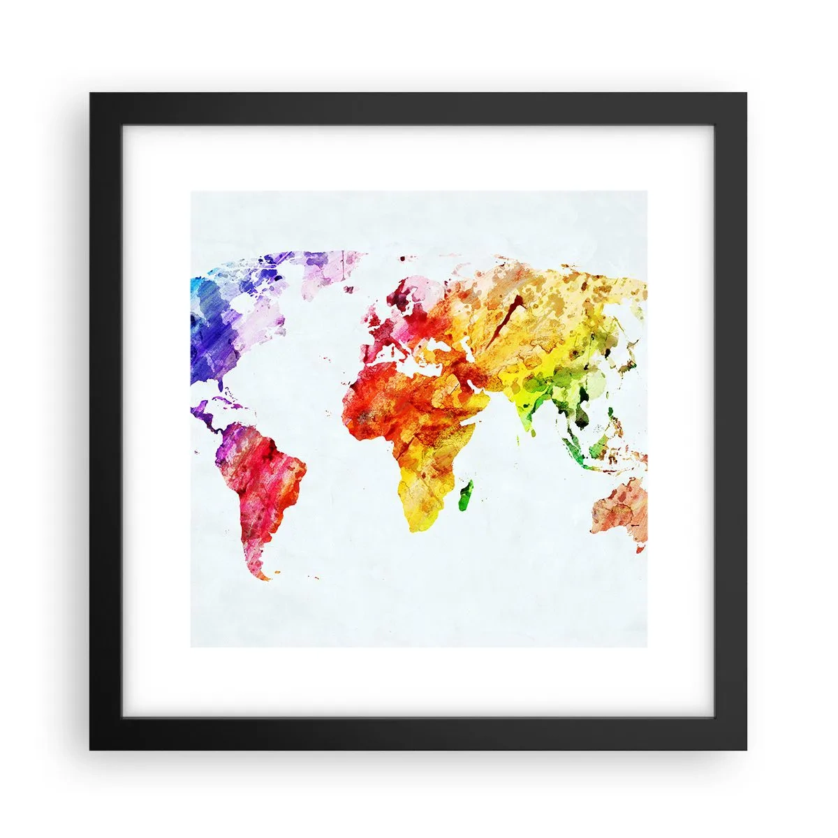Poster in een zwarte lijst - Alle kleuren van de wereld - 30x30 cm