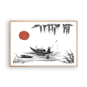 Een poster in een licht eiken lijst - Aziatische middag - 91x61 cm