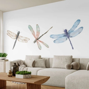 Fotobehang Premium Canvas - Gewichtloze libellen - Insecten, Minimalistisch, Zwaar - 250x175 cm