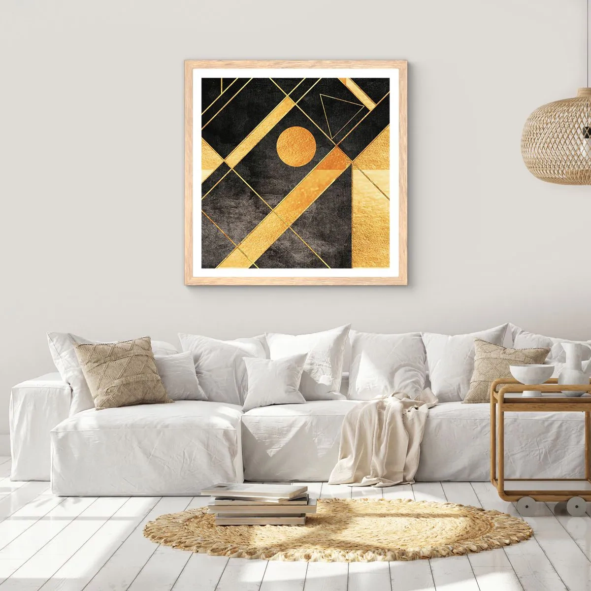 Een poster in een licht eiken lijst - De zon van de woestijn - 50x50 cm