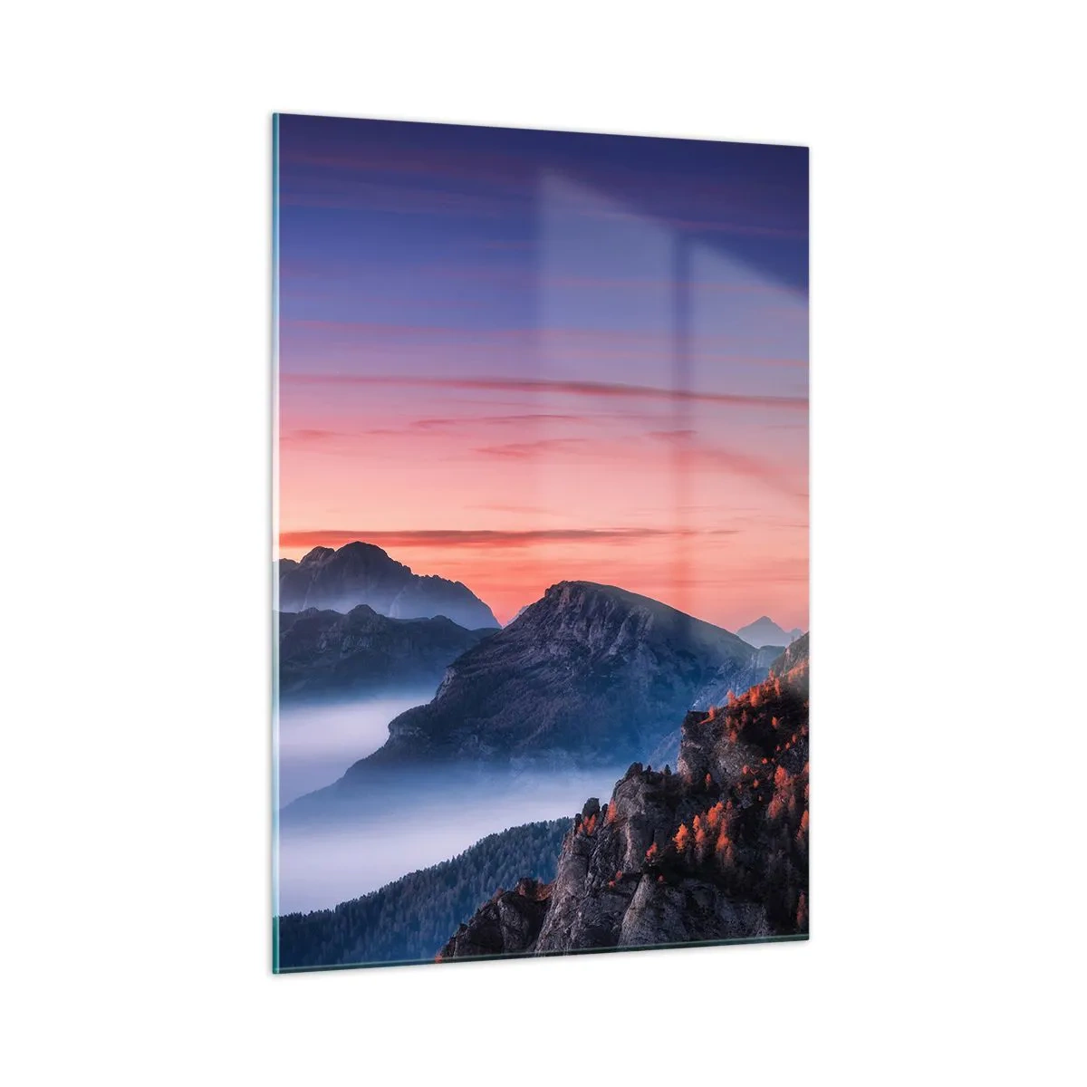 Schilderen op glas - Over de valleien - 50x70 cm